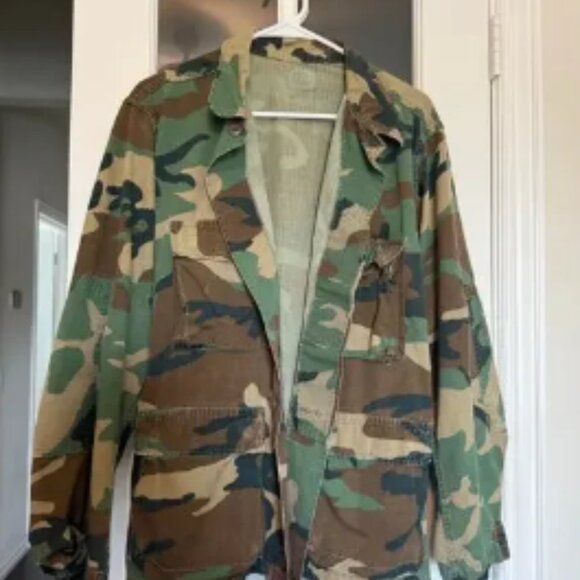 US Army Combat Woodland Camouflage Field Jacket Coat vintage medium regular - Picture 1 of 6